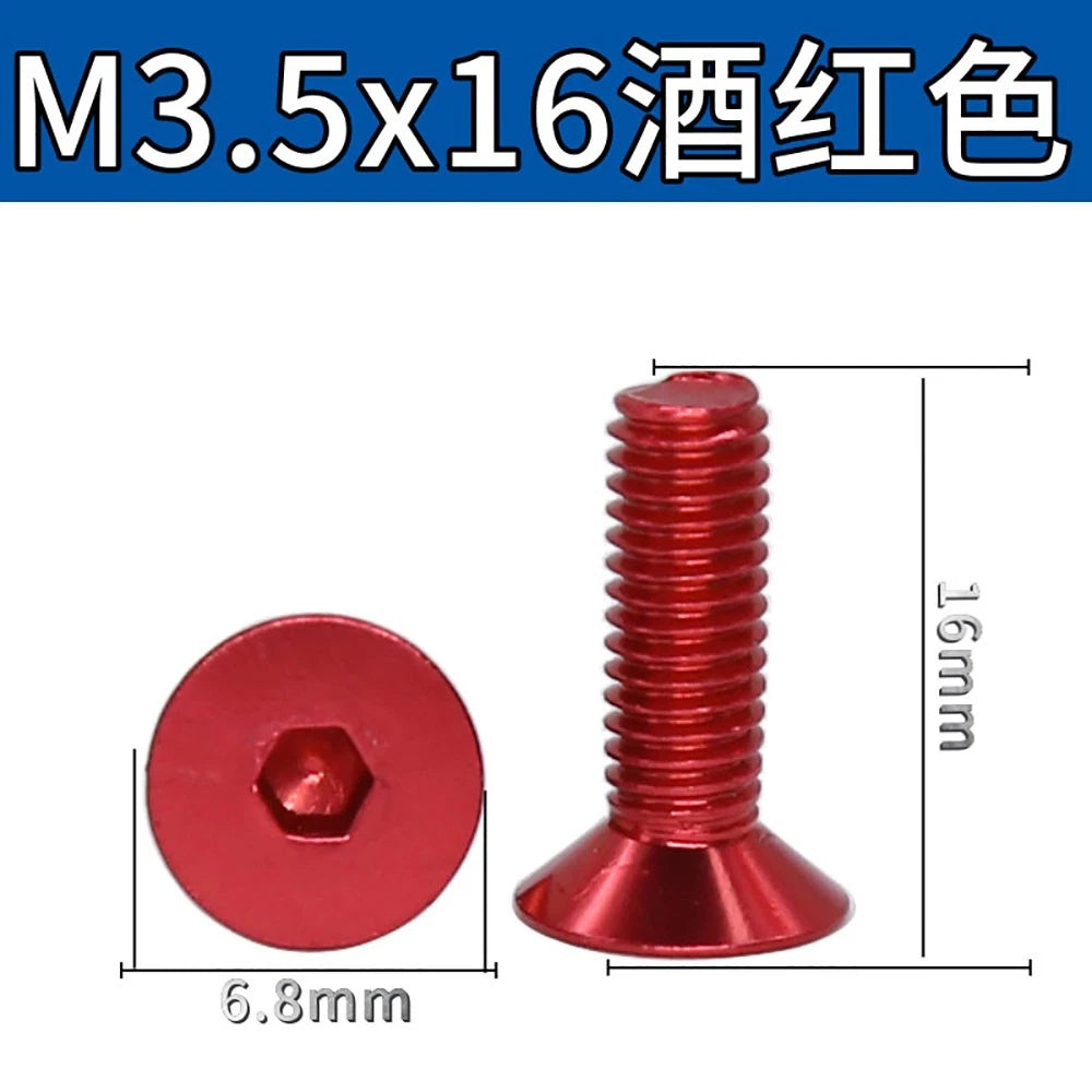 M3.5 / M4 Countersunk Hex Socket Screws — Anodized Aluminum Alloy, 10 Colors