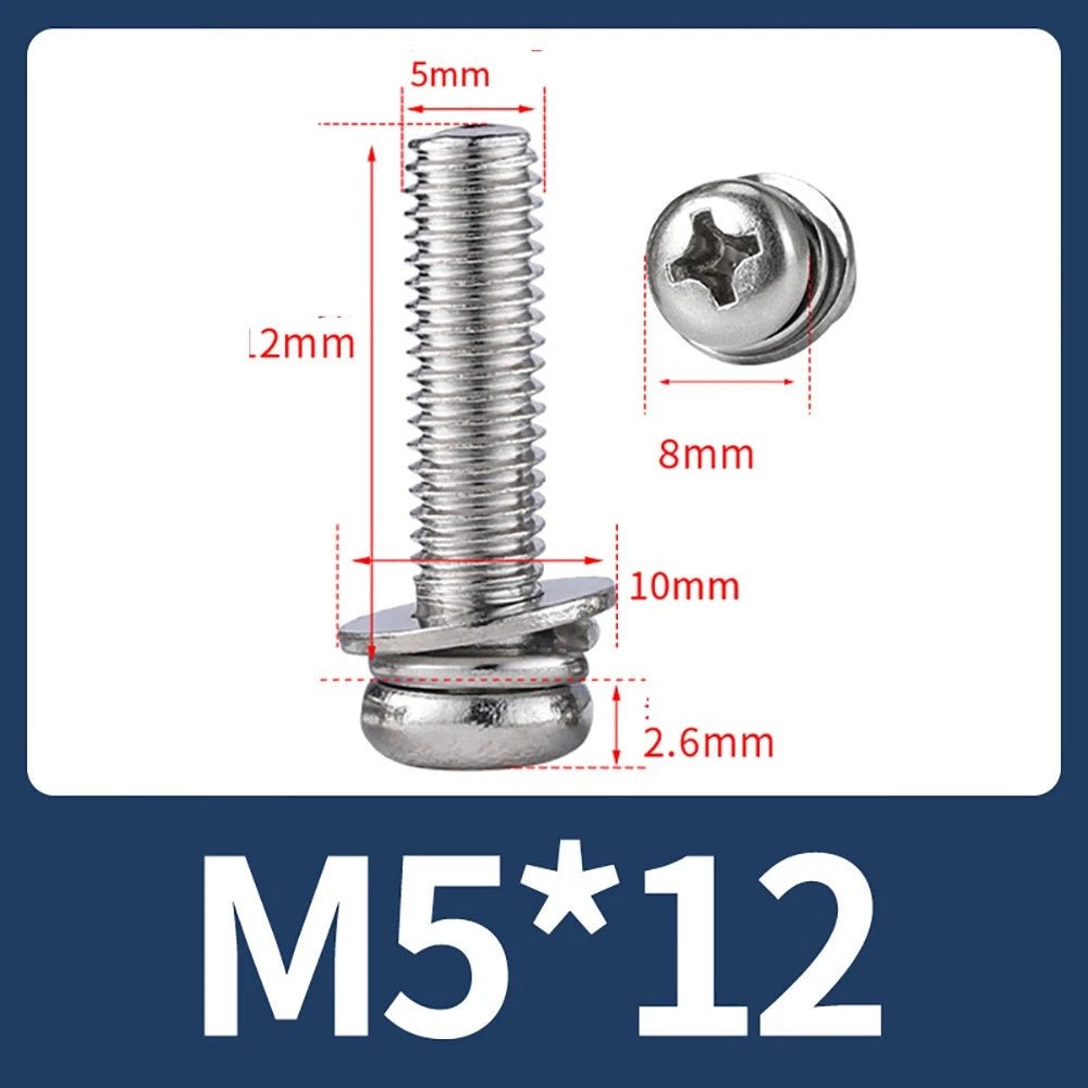 M2–M10 Phillips Button Head Machine Screws — 304 Stainless Steel - HomeDIYer