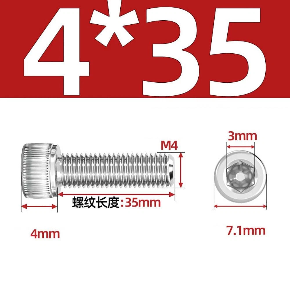 M3 M4 M5 Socket Head Cap Screws – A2 Stainless Steel, High Strength & Corrosion Resistant
