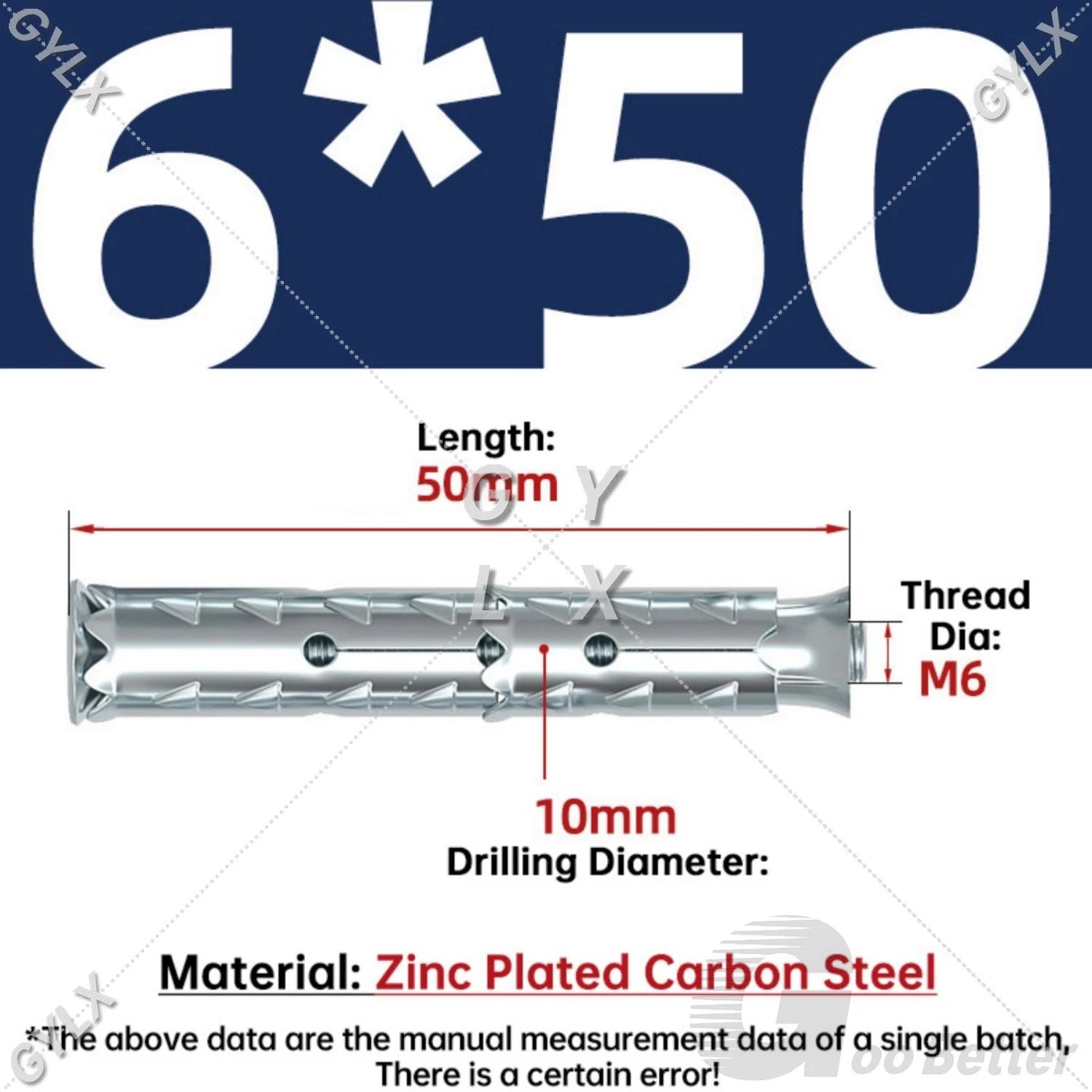 Galvanized Masonry Concrete Expansion Bolts — M6 M8 M10 M12 Wall Anchor Screws