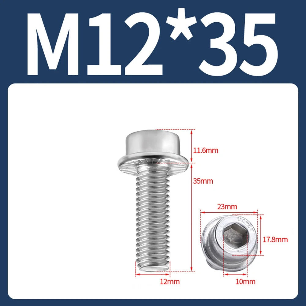 M5–M12 Flange Cap Head Hex Socket Screws – 304 Stainless Steel, Fully Threaded (8–60mm)