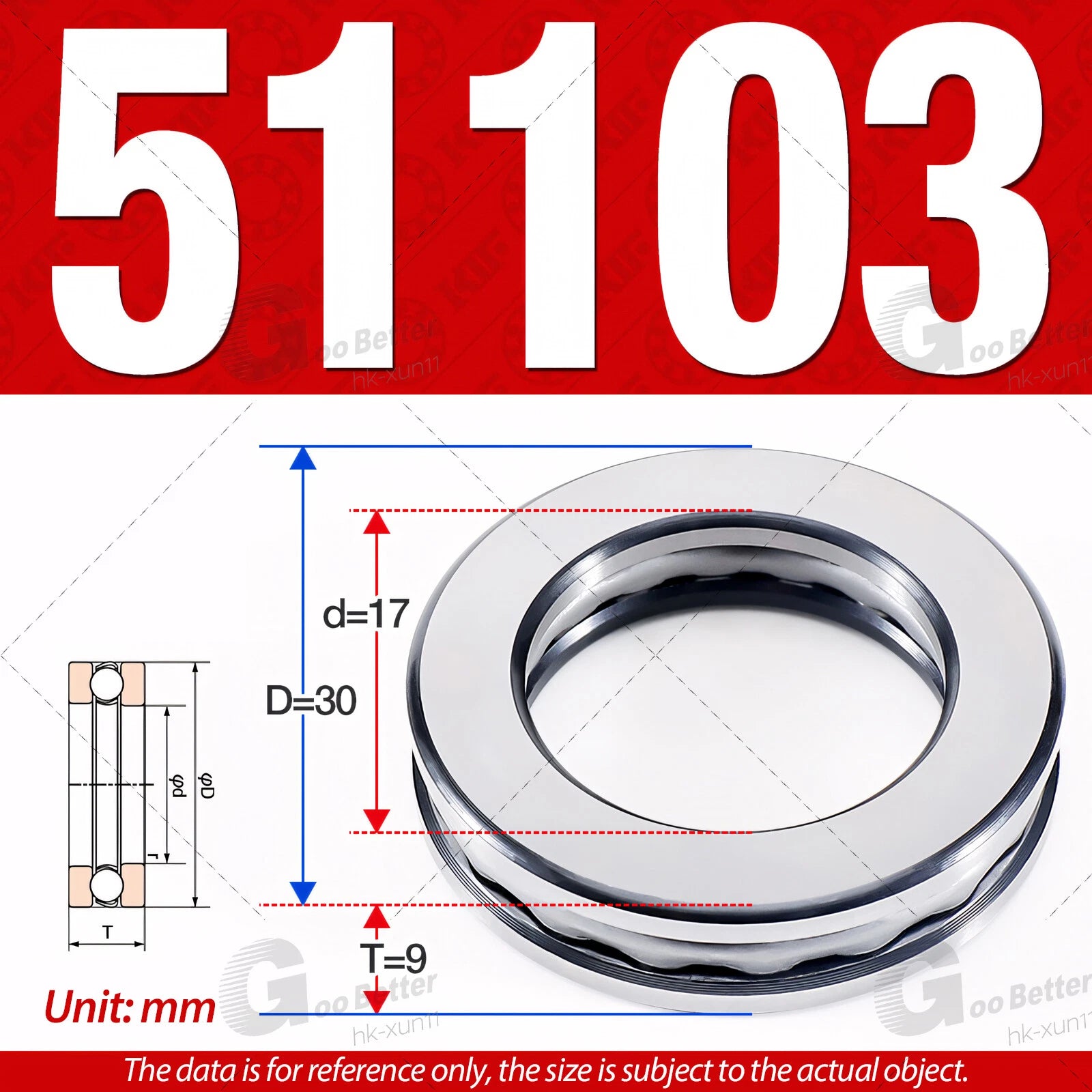 Plane Axial Ball Bearing Thrust Bearings F2-6M - F13-22M- 51100 - 51413 Series