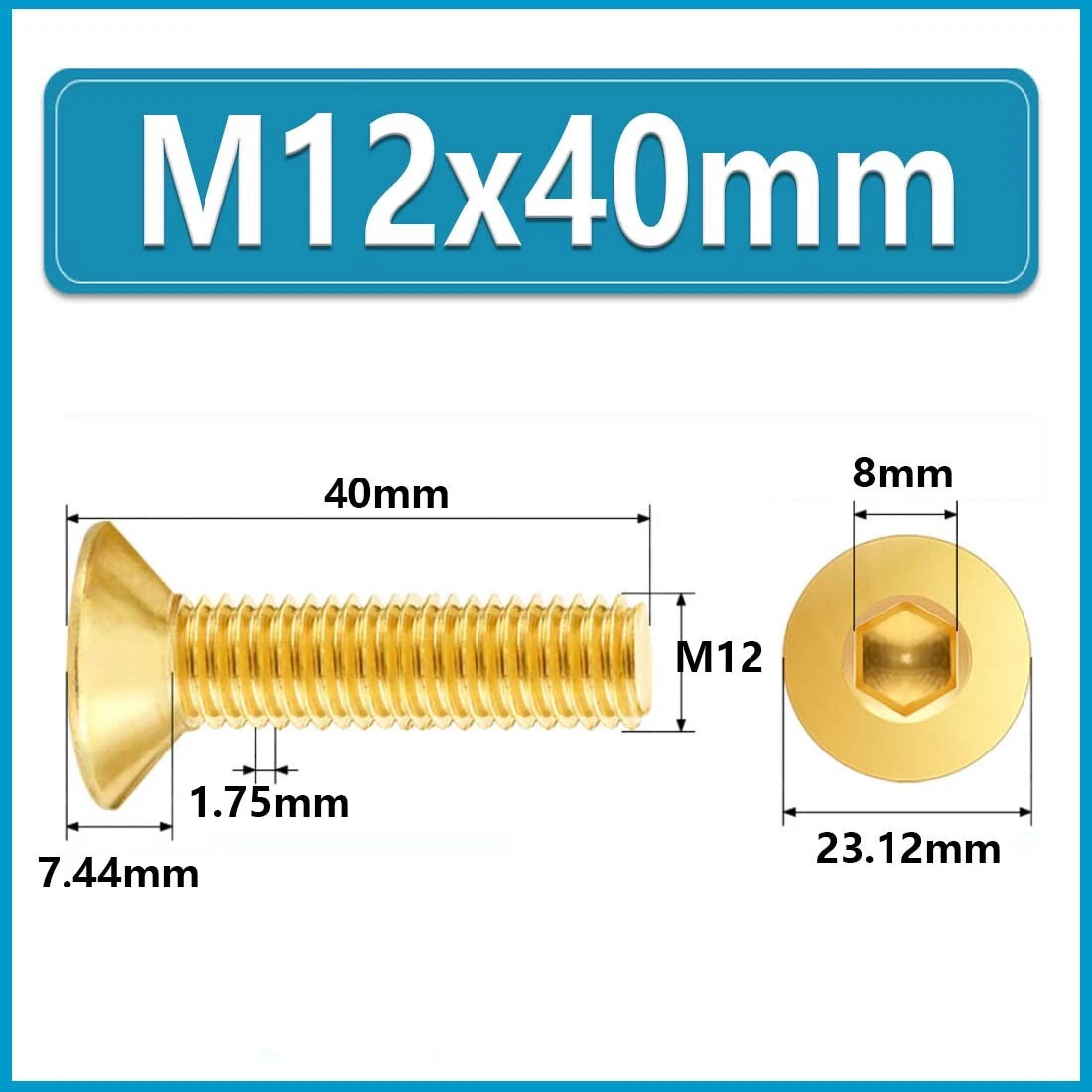 Solid Brass Hex Socket Countersunk Machine Screws – M3 to M12, Allen Drive, Flat Head (8–50mm)