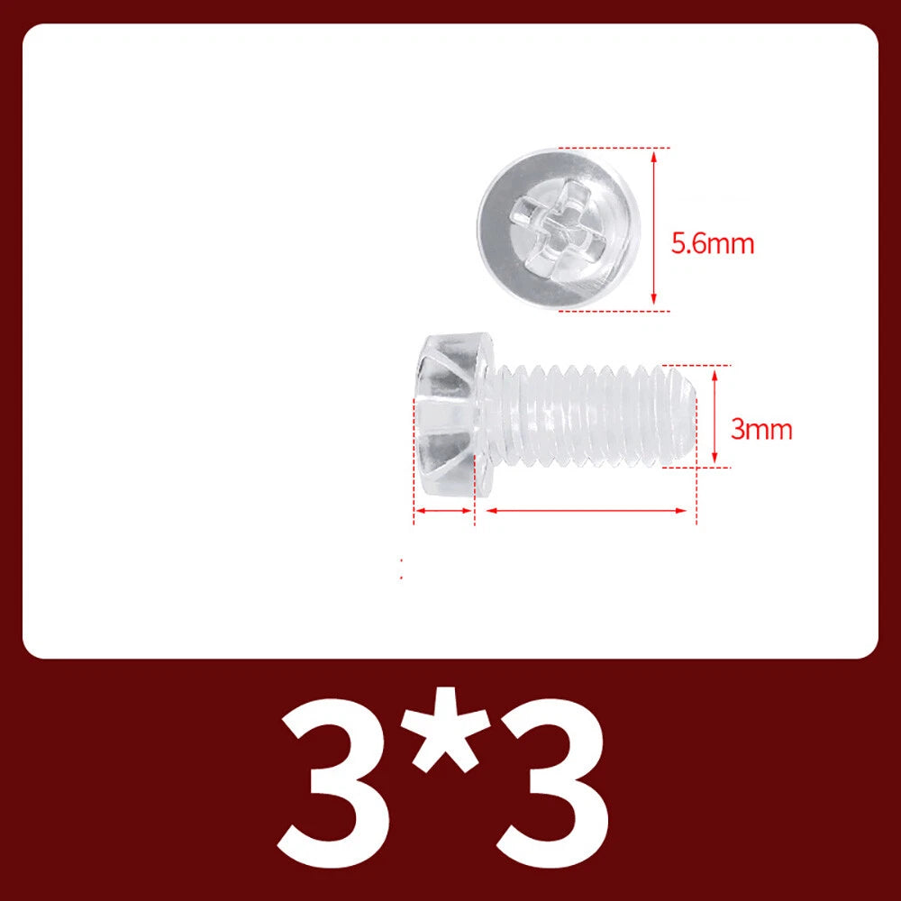 M2-M10 Clear Plastic Phillips Round/Pan Head Machine Screws Cross Screws Hex Nut