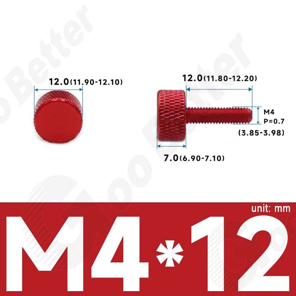 M3 M4 Knurled Thumb Screws – Aluminum Alloy Flat Head Hand Knob Bolts