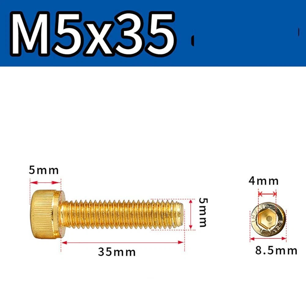 Titanium‑Coated Socket Head Cap Screws – Carbon Steel, M2 to M5, Fully Threaded