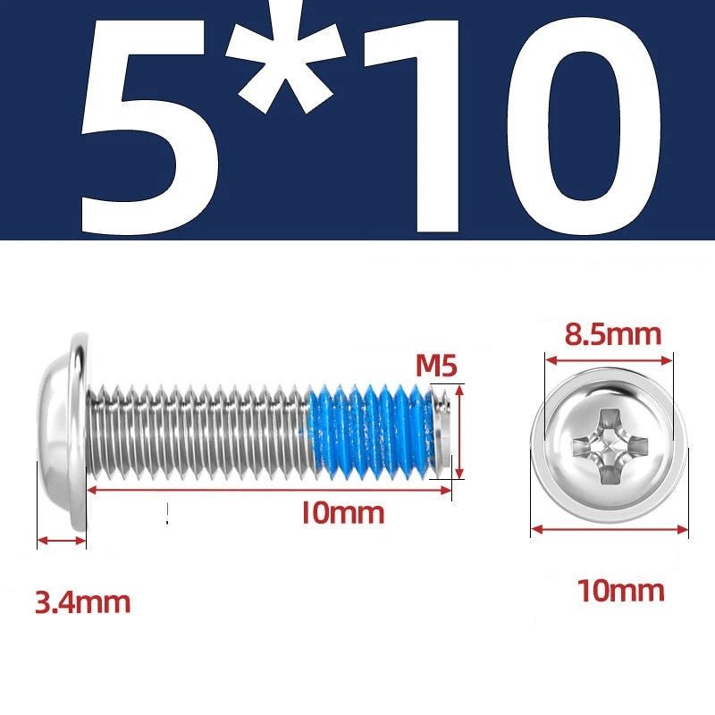 A2 Stainless Steel Phillips Flanged Button Head Machine Screws — M2 to M6, Built - In Washer Face - HomeDIYer