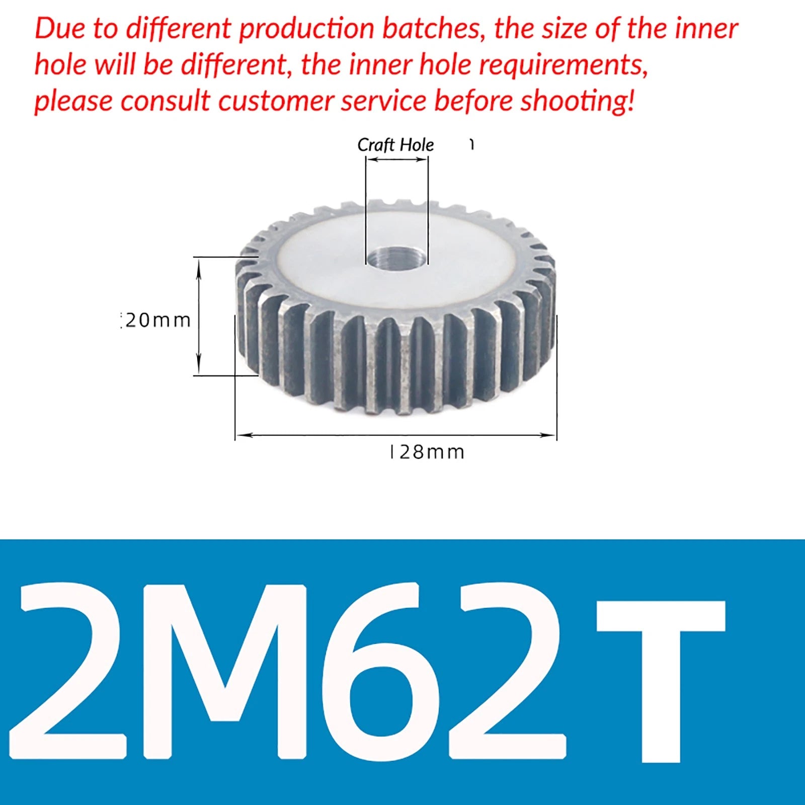 Mod 2 45# Steel Spur Gears Pinion Gear Thickn 20mm 10T - 100T Transmission Gear