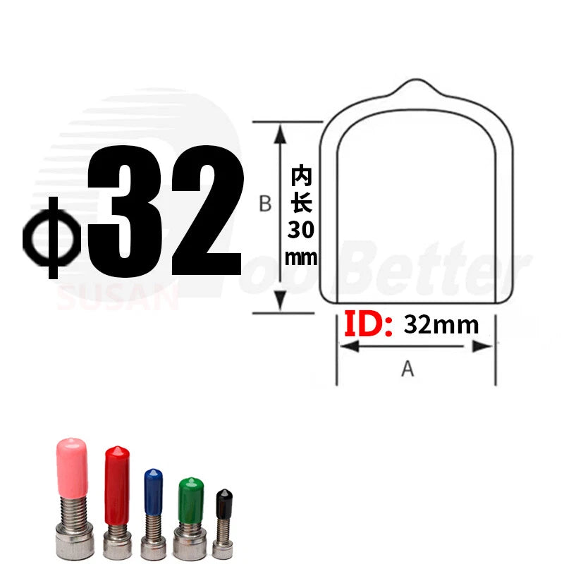 PVC End Caps for Screws, Bolts, Rods & Tubes – Thread Cover Protector, Cable Insulation Caps (1.3mm – 90mm, Black, 15-50mm Lengths)