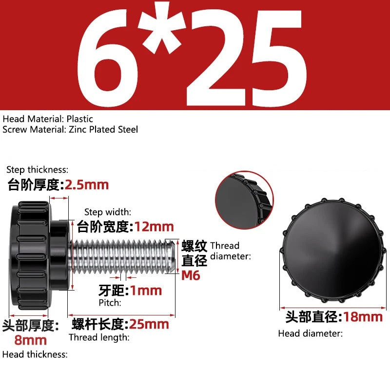 M3-M8 A2/304 Stainless Steel Plastic Knob Thumb Screws Hand Twist DIY Machinery