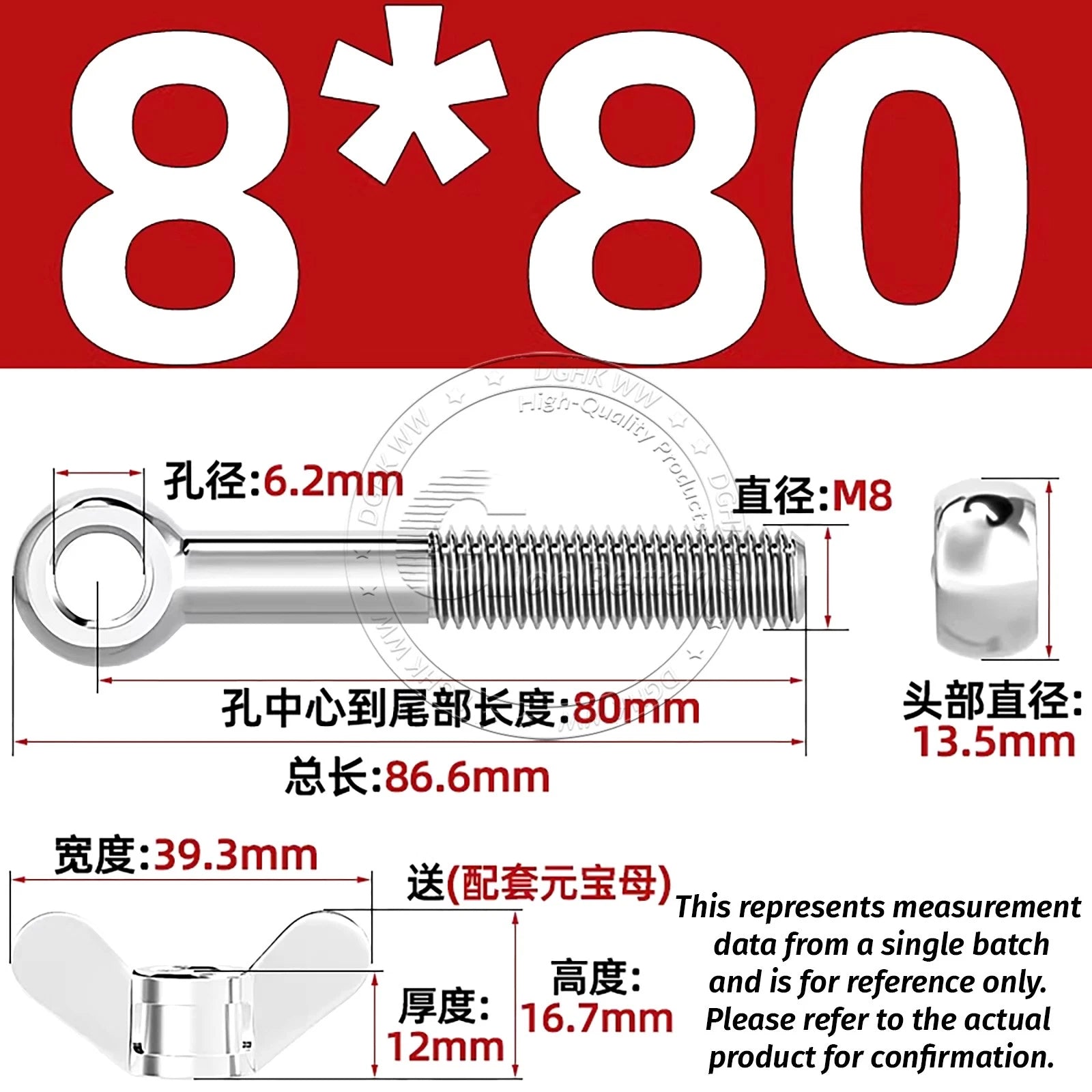 Eye Bolts with Nut — Forged Stainless Steel Threaded Ring Hanging Screws