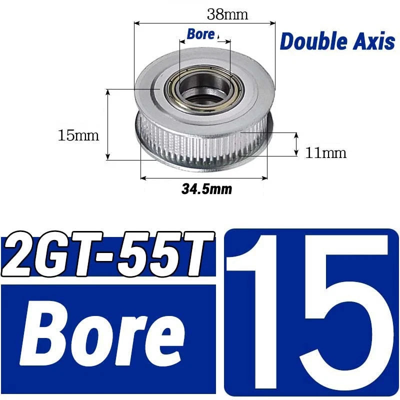 GT2 Timing Belt Pulley 16-100 Teeth 6-10mm Teeth Width Bore 3mm-25mm For 3D