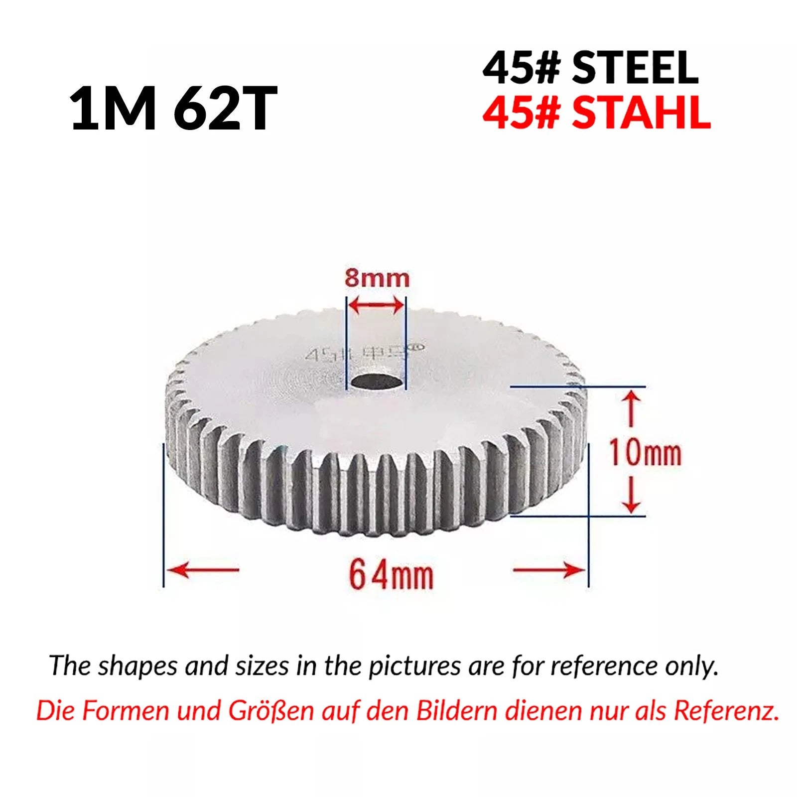 1/1.5/2 Mod 12T-150T Spur Gear 45# Steel Pinion Gear Thickn10-20mm Transmission
