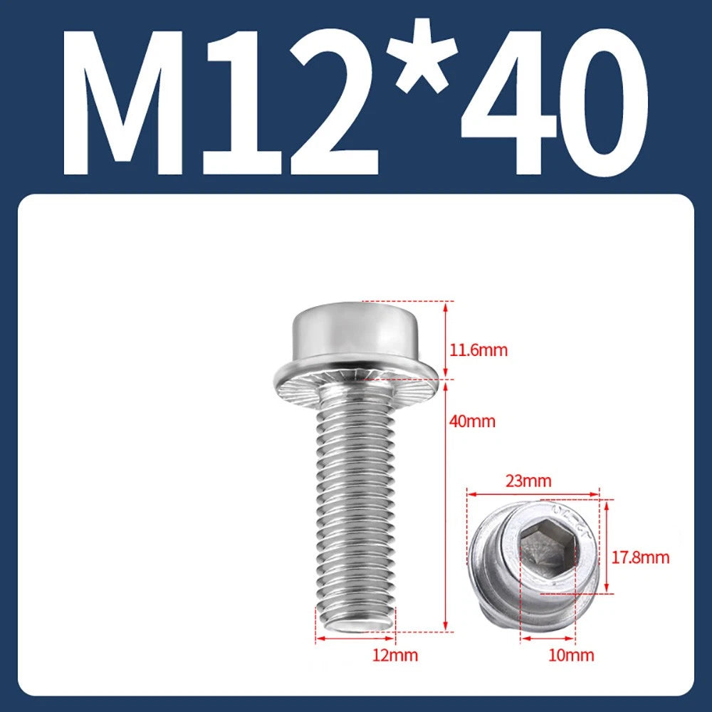M5–M12 Flange Cap Head Hex Socket Screws – 304 Stainless Steel, Fully Threaded (8–60mm)