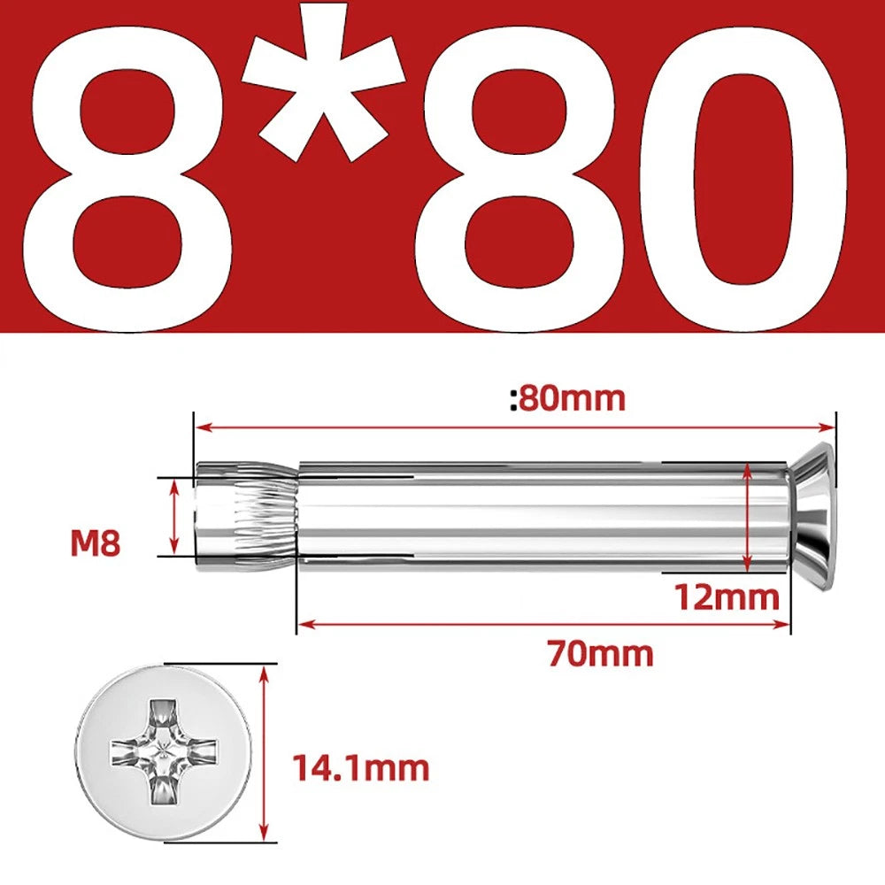 Sleeve Anchor Countersunk Phillips Expansion Bolts M6–M12 | 304/201 SS & Zinc