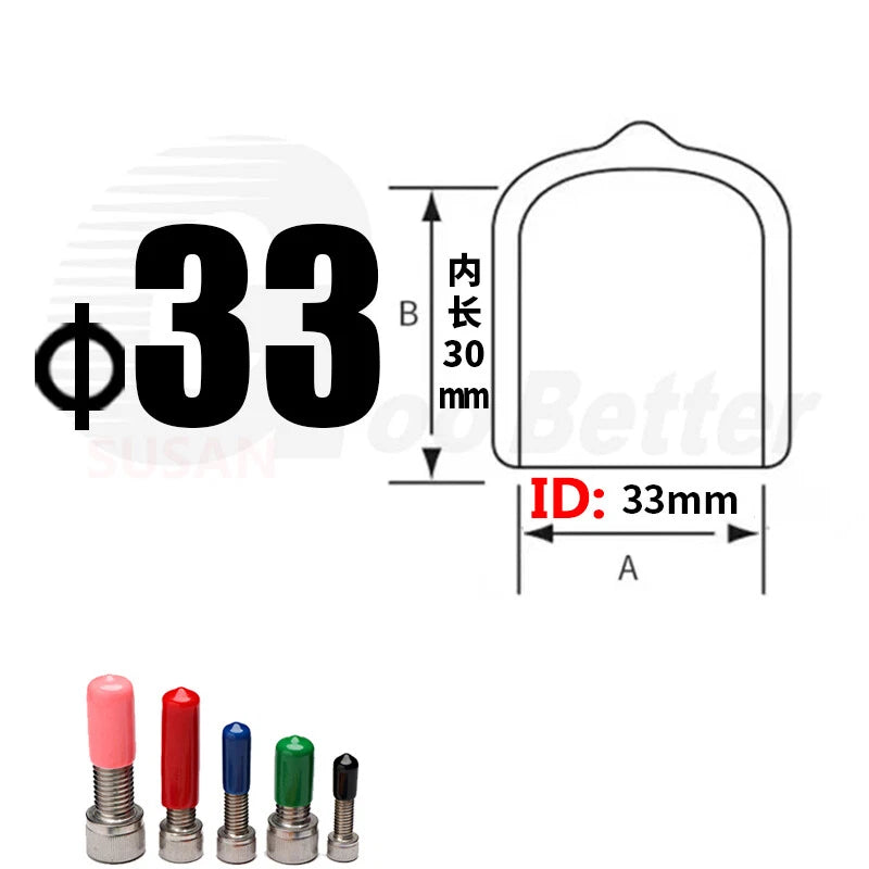 PVC End Caps for Screws, Bolts, Rods & Tubes – Thread Cover Protector, Cable Insulation Caps (1.3mm – 90mm, Black, 15-50mm Lengths)