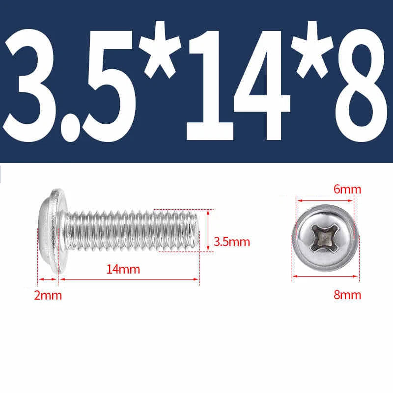 Phillips Flanged Pan Head Machine Screws M1.4 to M4 Multiple Lengths