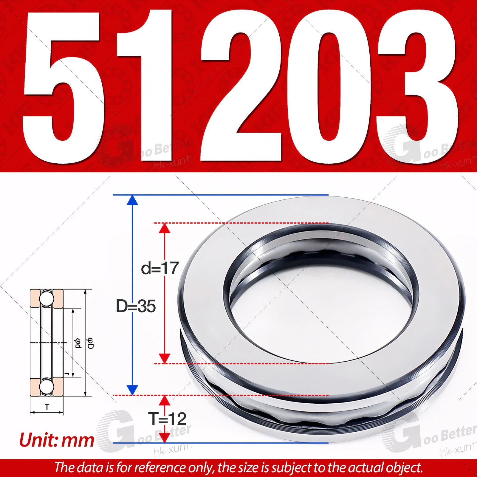 Plane Axial Ball Bearing Thrust Bearings F2-6M - F13-22M- 51100 - 51413 Series