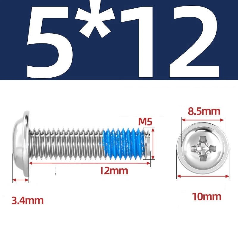 A2 Stainless Steel Phillips Flanged Button Head Machine Screws — M2 to M6, Built - In Washer Face - HomeDIYer