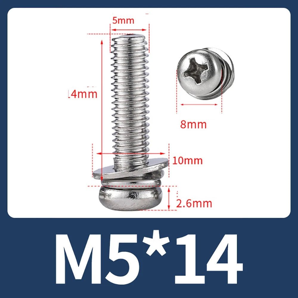 M2–M10 Phillips Button Head Machine Screws — 304 Stainless Steel - HomeDIYer