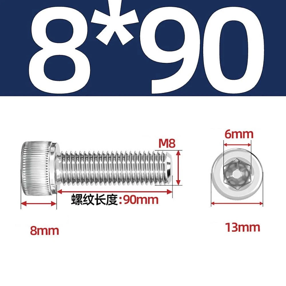 Socket Head Cap Screws – A2 Stainless Steel, M6 to M24, Hex Drive (DIN 912)