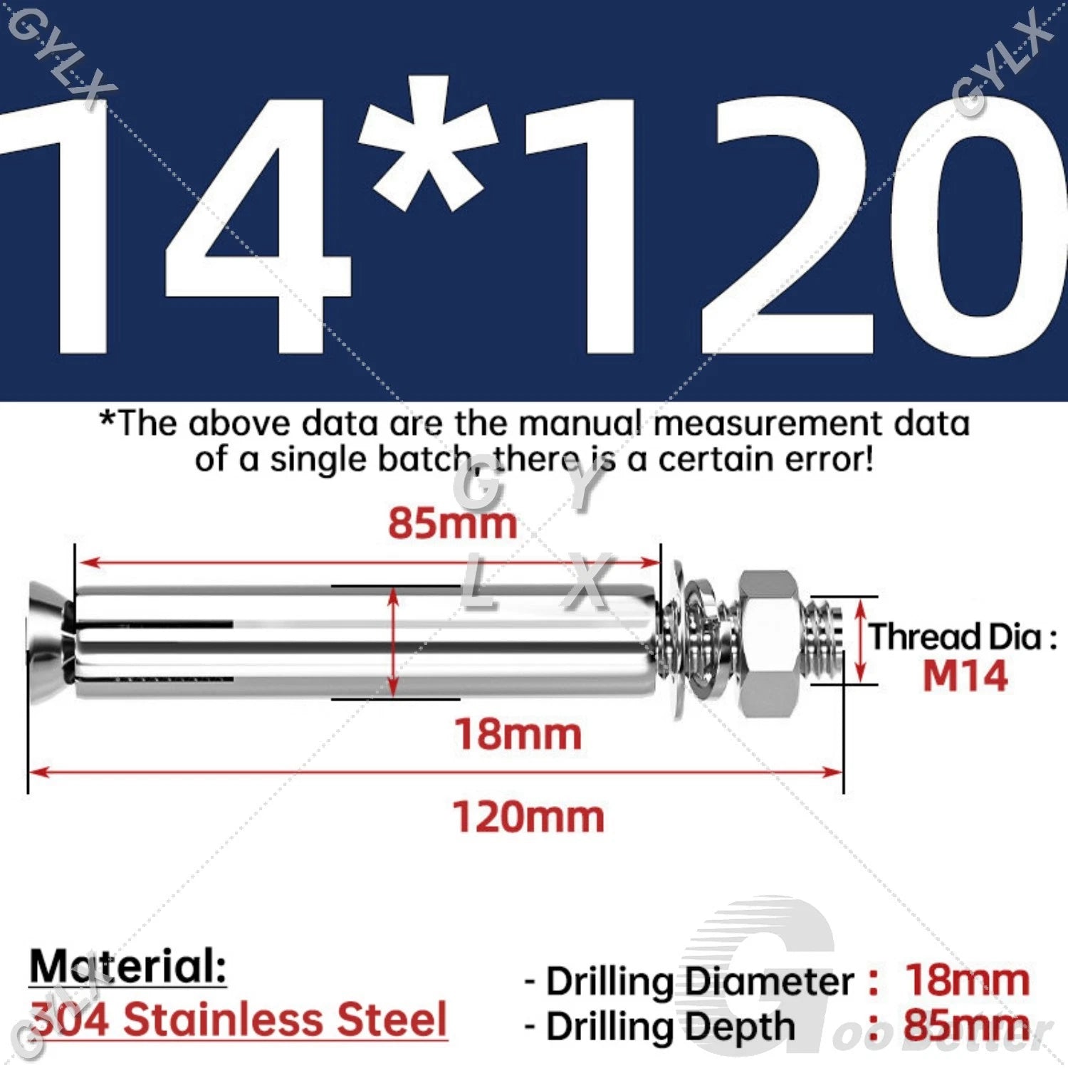Concrete Expansion Bolts Wall Anchor Screws — M6 to M20 | Stainless Steel & Zinc Plated