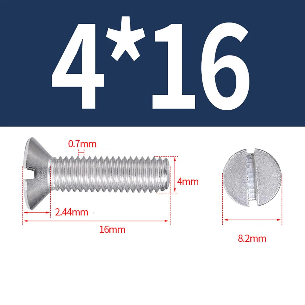 M1.6–M8 A2 Stainless Steel Flat Head Slotted Machine Screws | Countersunk Bolts