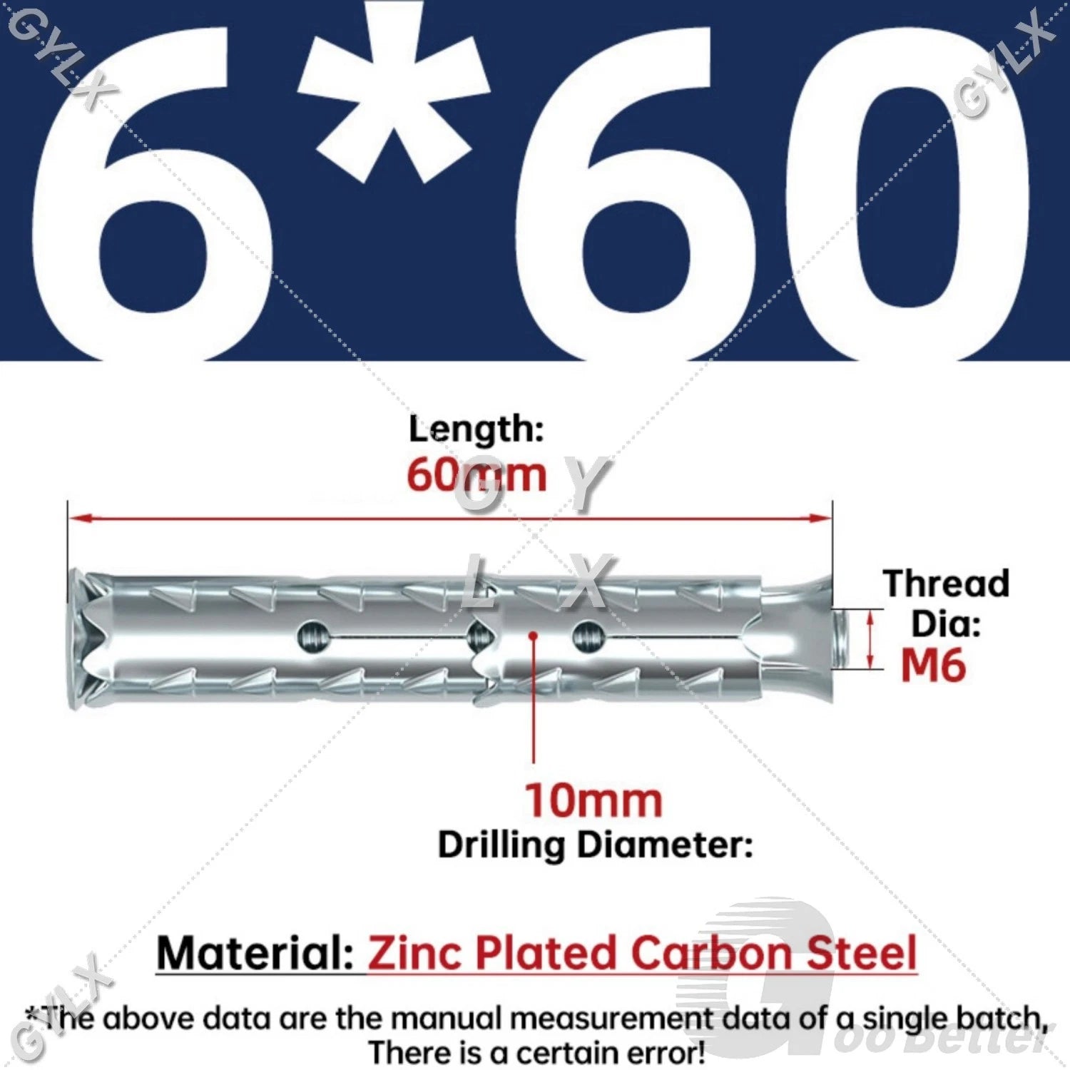 Galvanized Masonry Concrete Expansion Bolts — M6 M8 M10 M12 Wall Anchor Screws