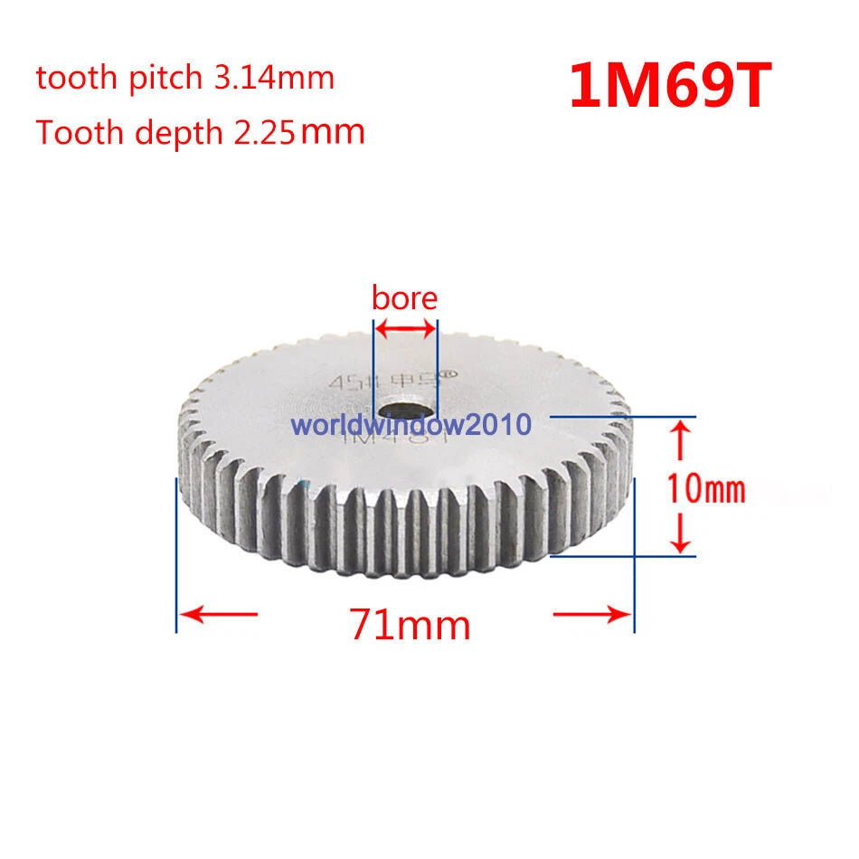 45# Steel Spur Gear 1M12T-1M100T Metal Mod 1 Pinion Gear 12-100 Tooth Moter Gear