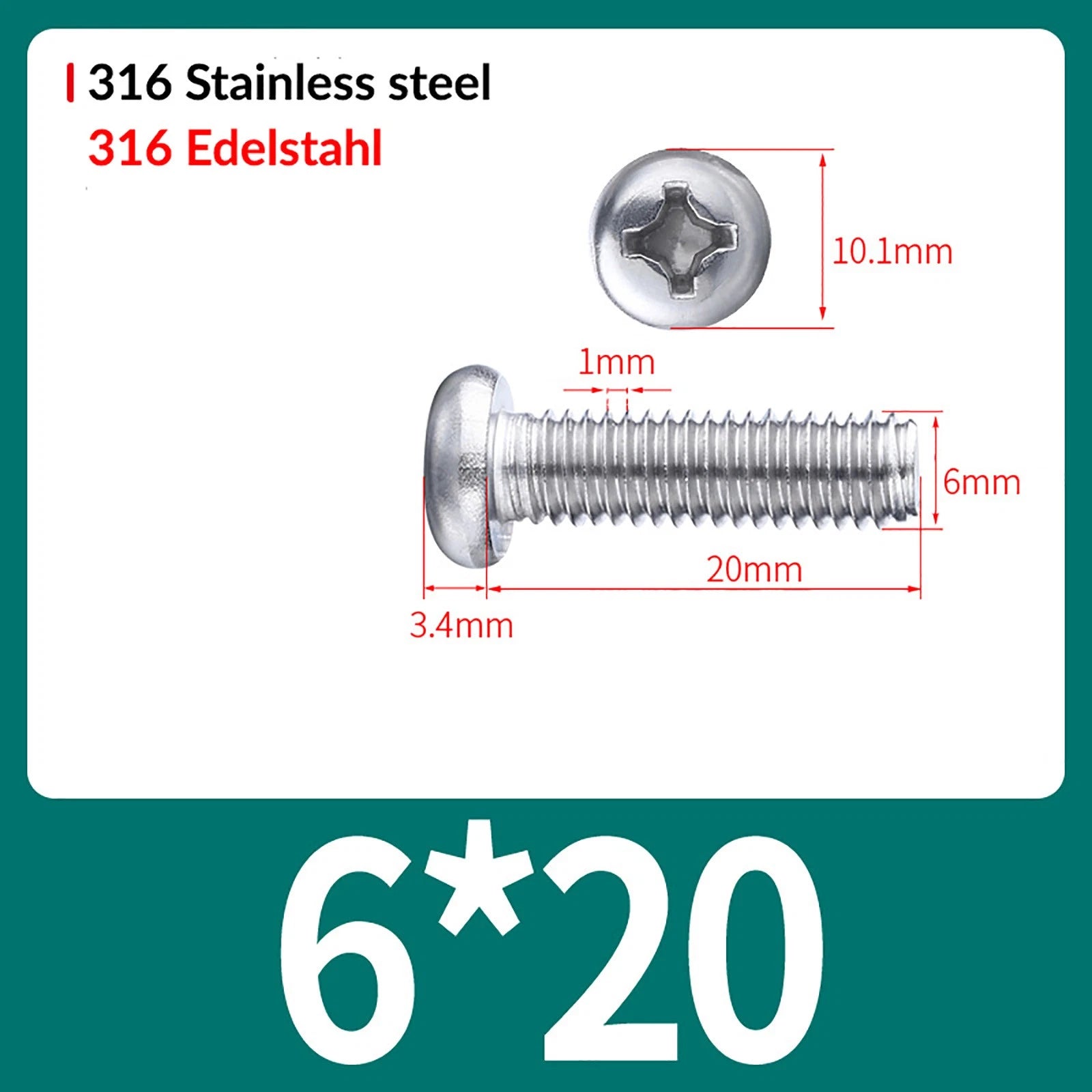 M2 M3 M4 M5 M6 M8 A4 Stainless Steel Phillips Pan Head Machine Screws – DIN 7985, Fully Threaded (4–80mm)