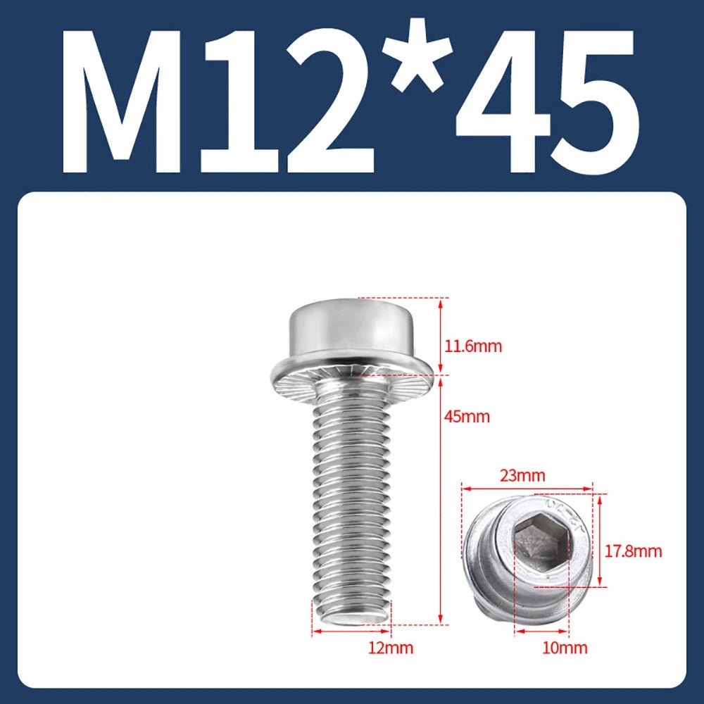 M5–M12 Flange Cap Head Hex Socket Screws – 304 Stainless Steel, Fully Threaded (8–60mm)