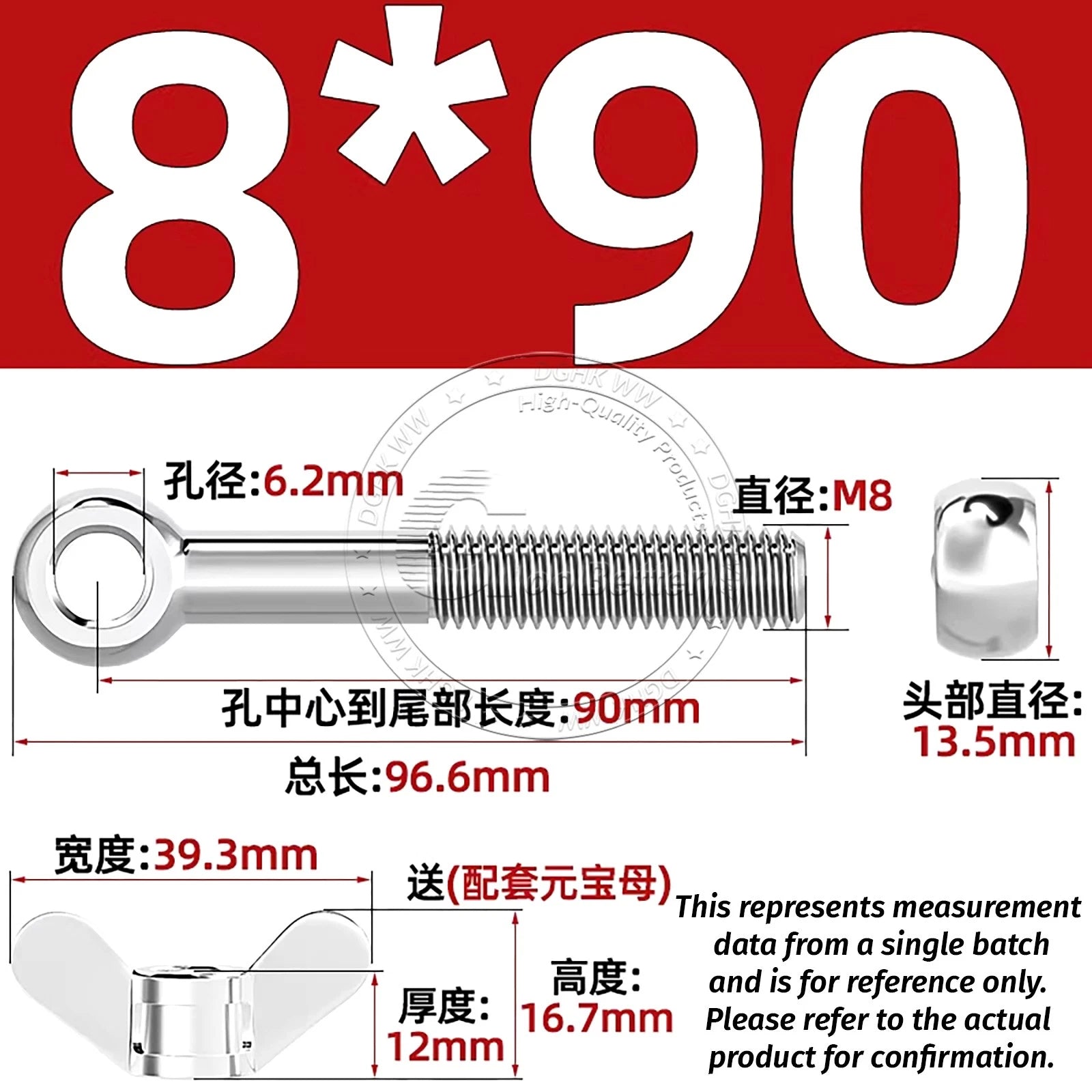 Eye Bolts with Nut — Forged Stainless Steel Threaded Ring Hanging Screws