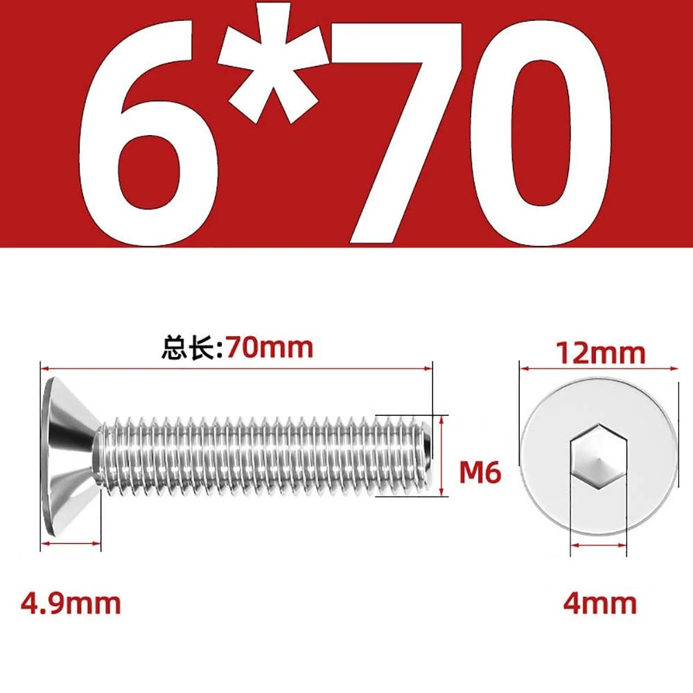 Countersunk Hex Socket Screws – A2 Stainless Steel, M2 to M16, DIN 7991, Fully Threaded