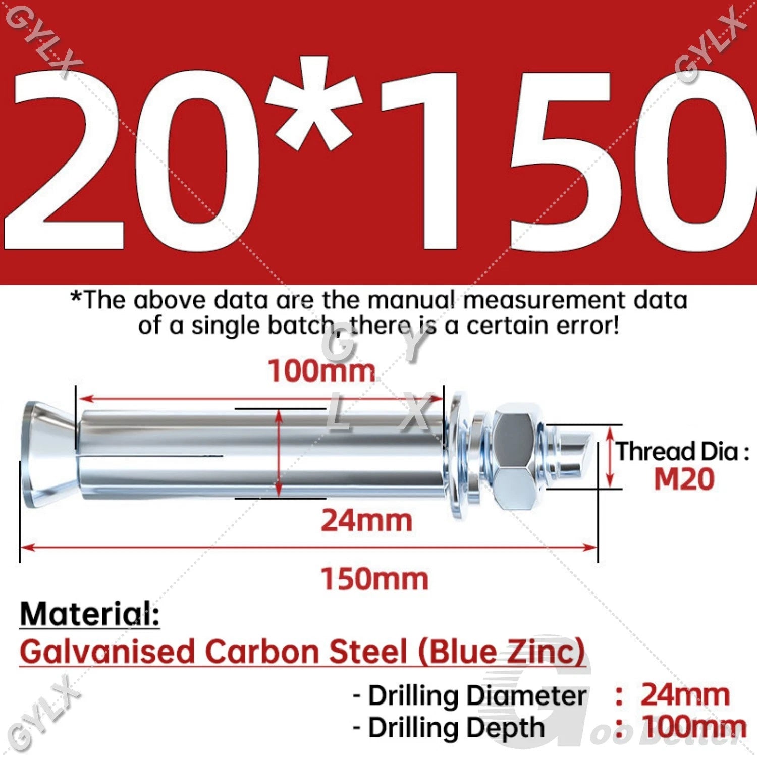 Concrete Expansion Bolts Wall Anchor Screws — M6 to M20 | Stainless Steel & Zinc Plated