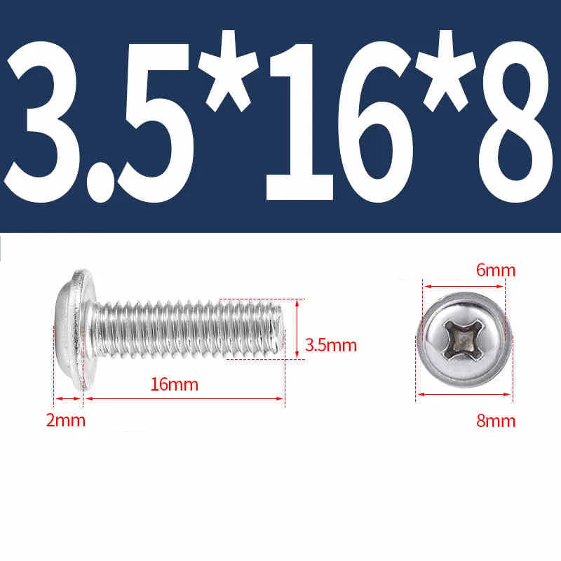 Phillips Flanged Pan Head Machine Screws M1.4 to M4 Multiple Lengths