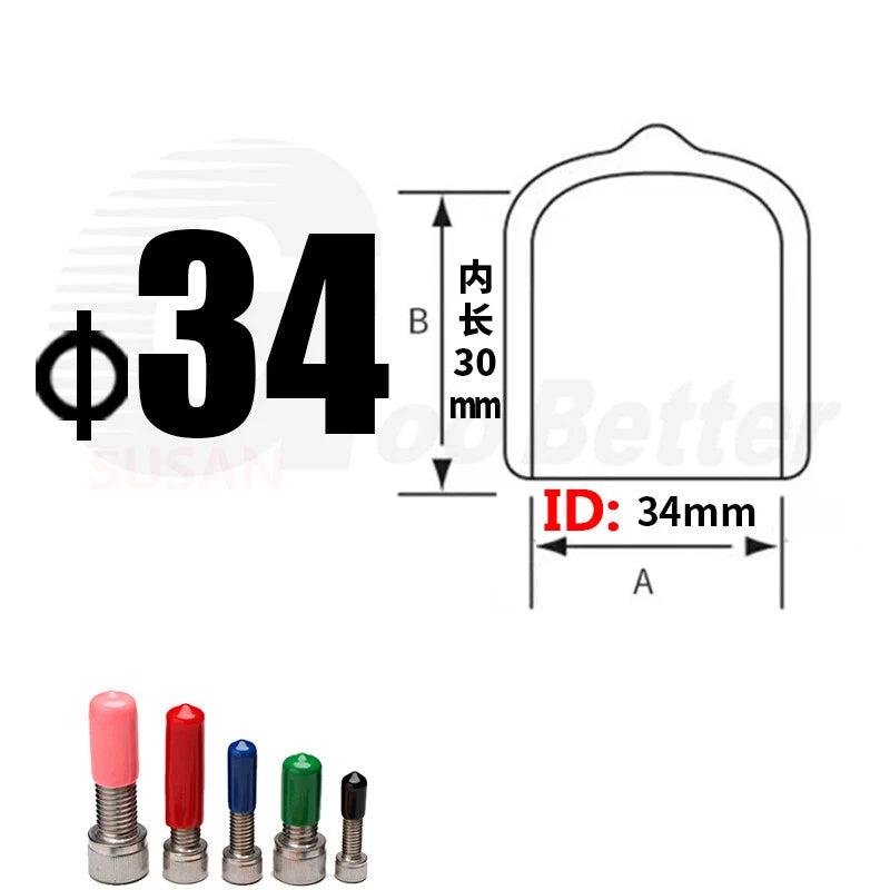 PVC End Caps for Screws, Bolts, Rods & Tubes – Thread Cover Protector, Cable Insulation Caps (1.3mm – 90mm, Black, 15-50mm Lengths)