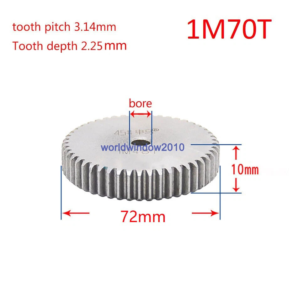 45# Steel Spur Gear 1M12T-1M100T Metal Mod 1 Pinion Gear 12-100 Tooth Moter Gear