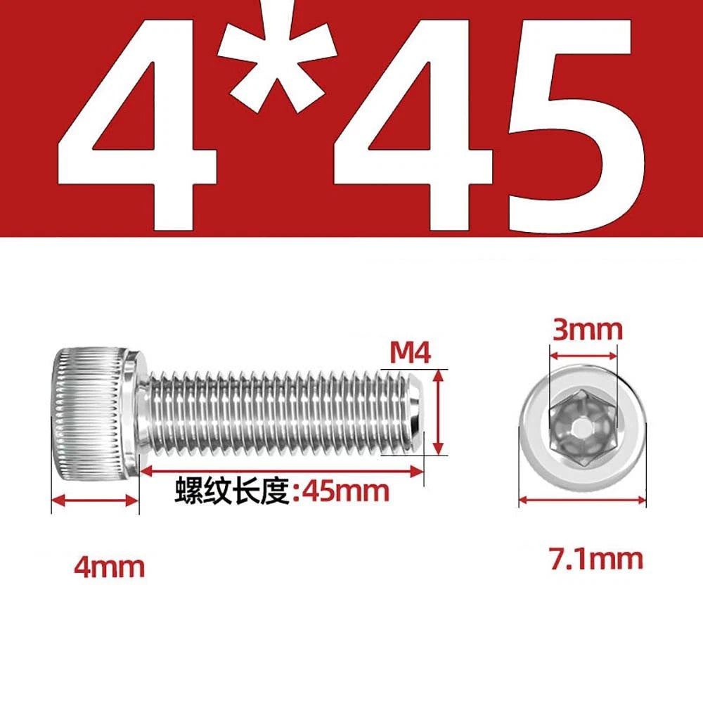 M3 M4 M5 Socket Head Cap Screws – A2 Stainless Steel, High Strength & Corrosion Resistant