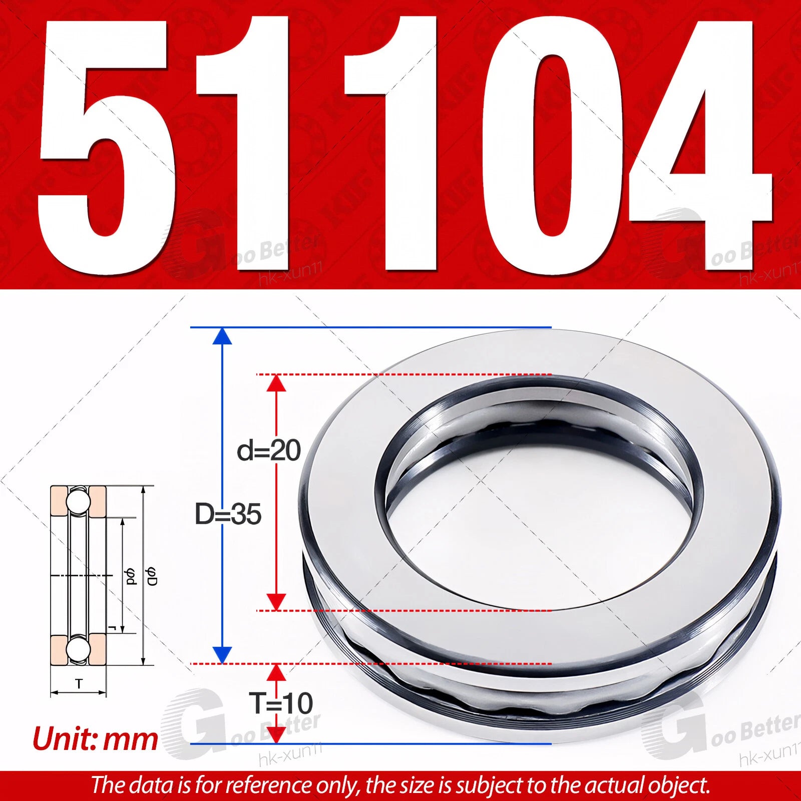 Plane Axial Ball Bearing Thrust Bearings F2-6M - F13-22M- 51100 - 51413 Series