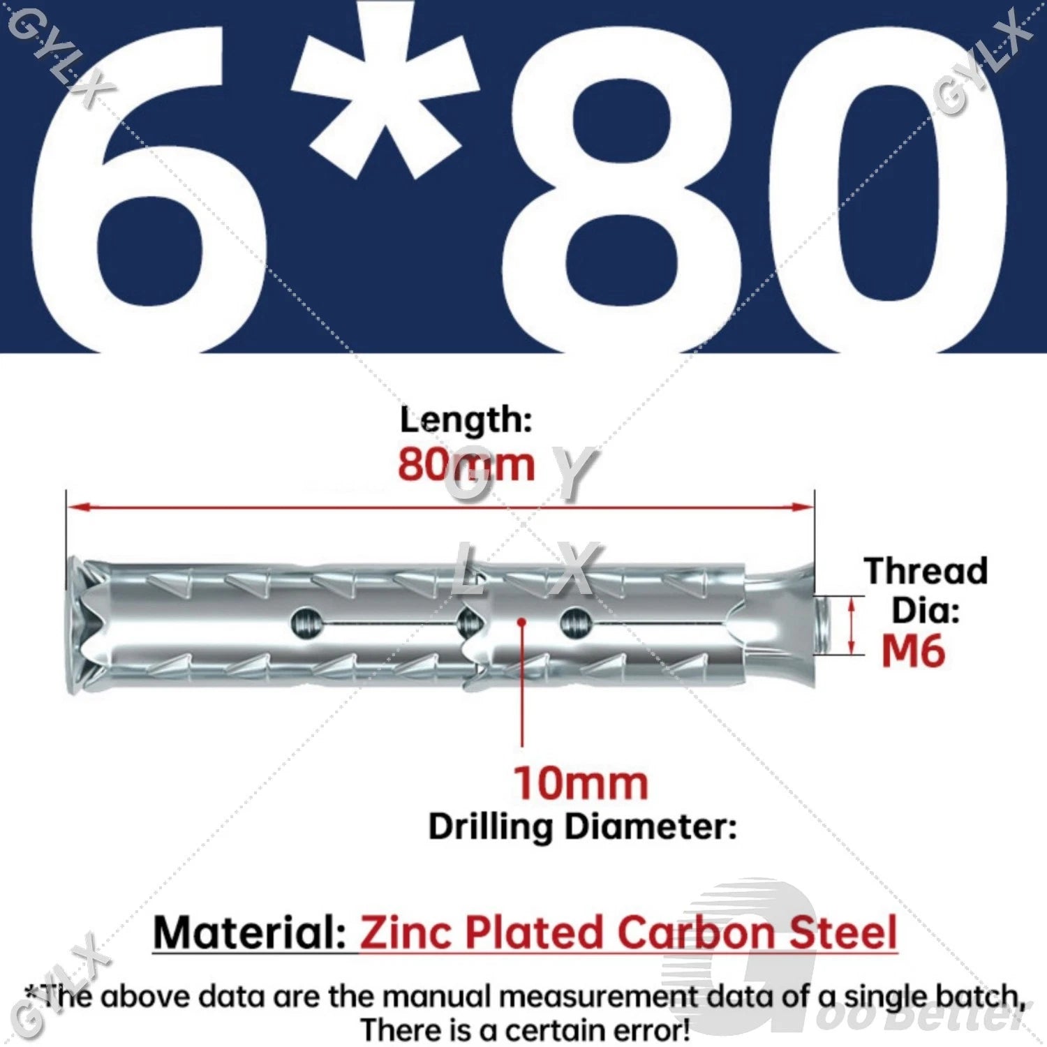 Galvanized Masonry Concrete Expansion Bolts — M6 M8 M10 M12 Wall Anchor Screws