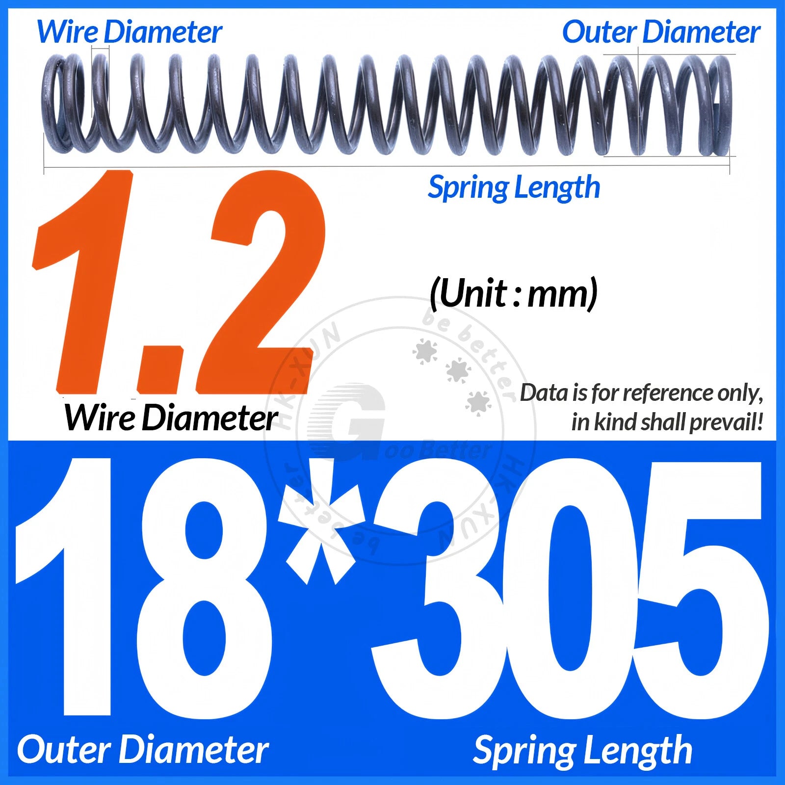 Length 305mm Compression Spring Pressure Springs OD 3-60mm Wire Dia 0.3mm-6.0mm