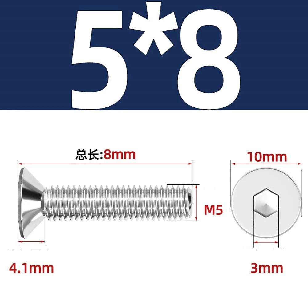 A4 Stainless Steel Countersunk Hex Socket Screws – Marine Grade, M2 to M16 (DIN 7991)