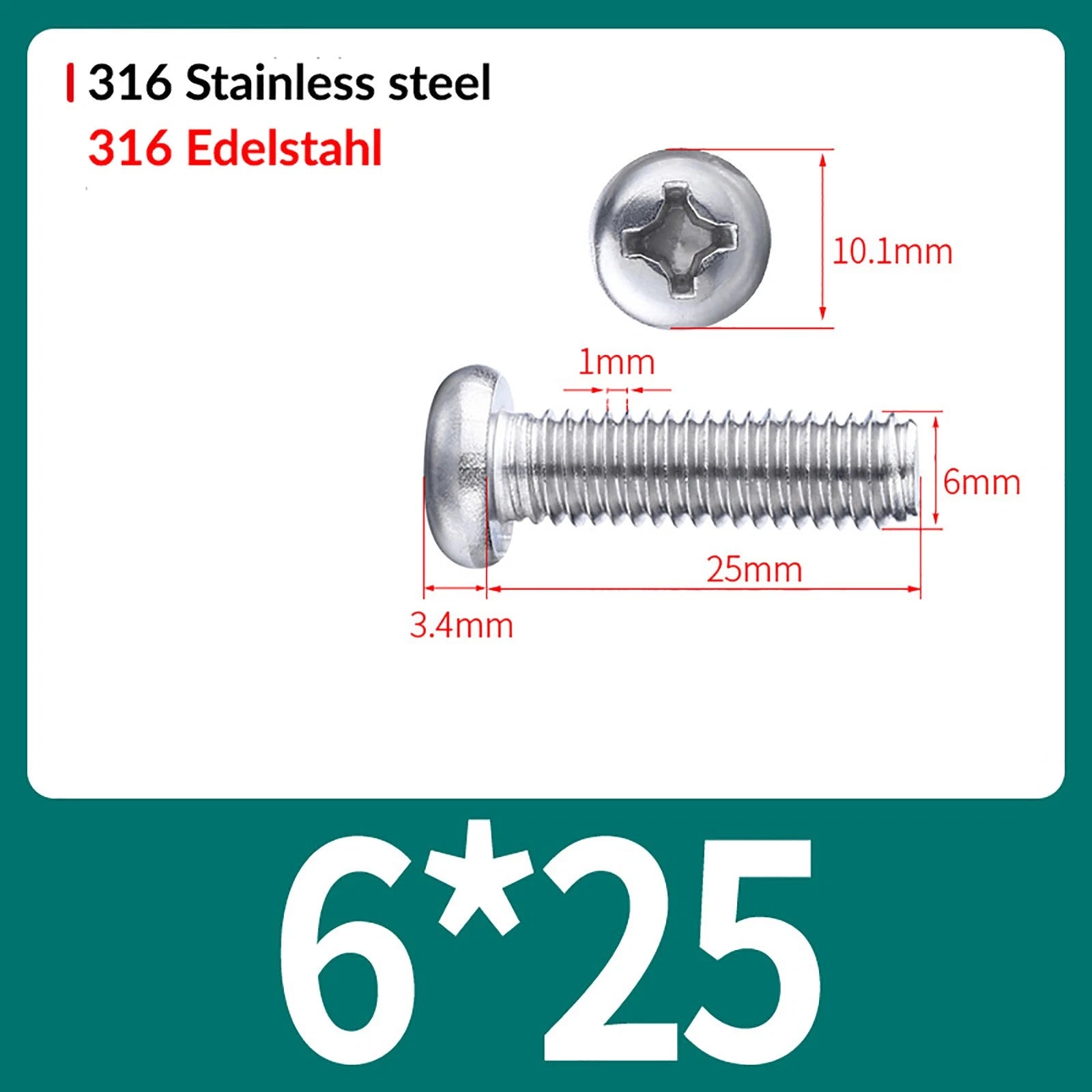 M2 M3 M4 M5 M6 M8 A4 Stainless Steel Phillips Pan Head Machine Screws – DIN 7985, Fully Threaded (4–80mm)