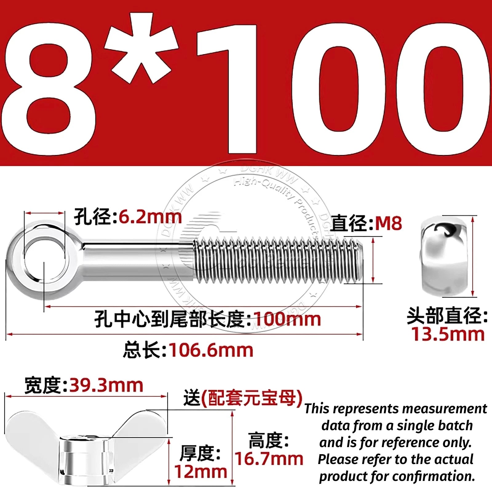 Eye Bolts with Nut — Forged Stainless Steel Threaded Ring Hanging Screws