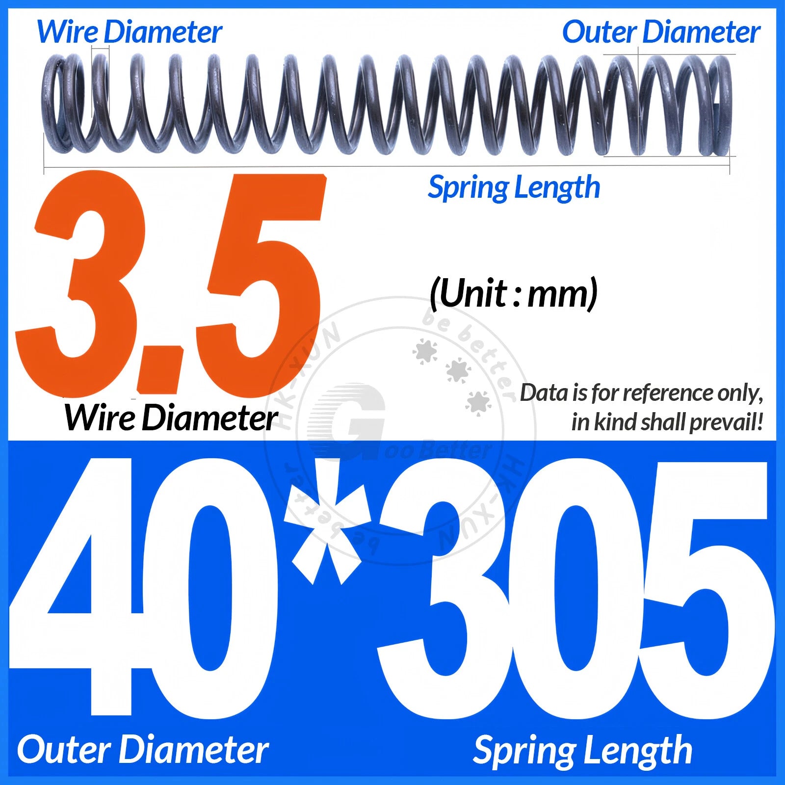 Length 305mm Compression Spring Pressure Springs OD 3-60mm Wire Dia 0.3mm-6.0mm
