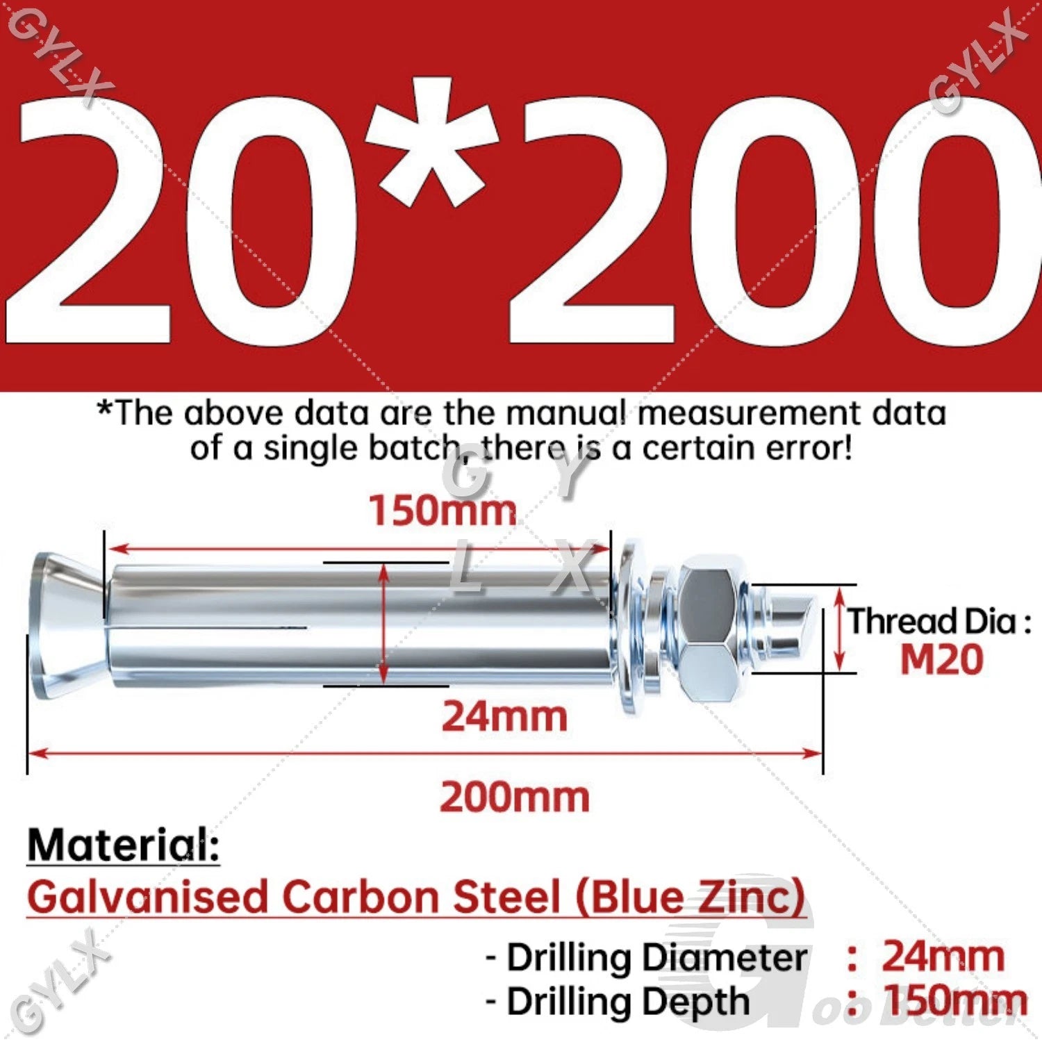 Concrete Expansion Bolts Wall Anchor Screws — M6 to M20 | Stainless Steel & Zinc Plated