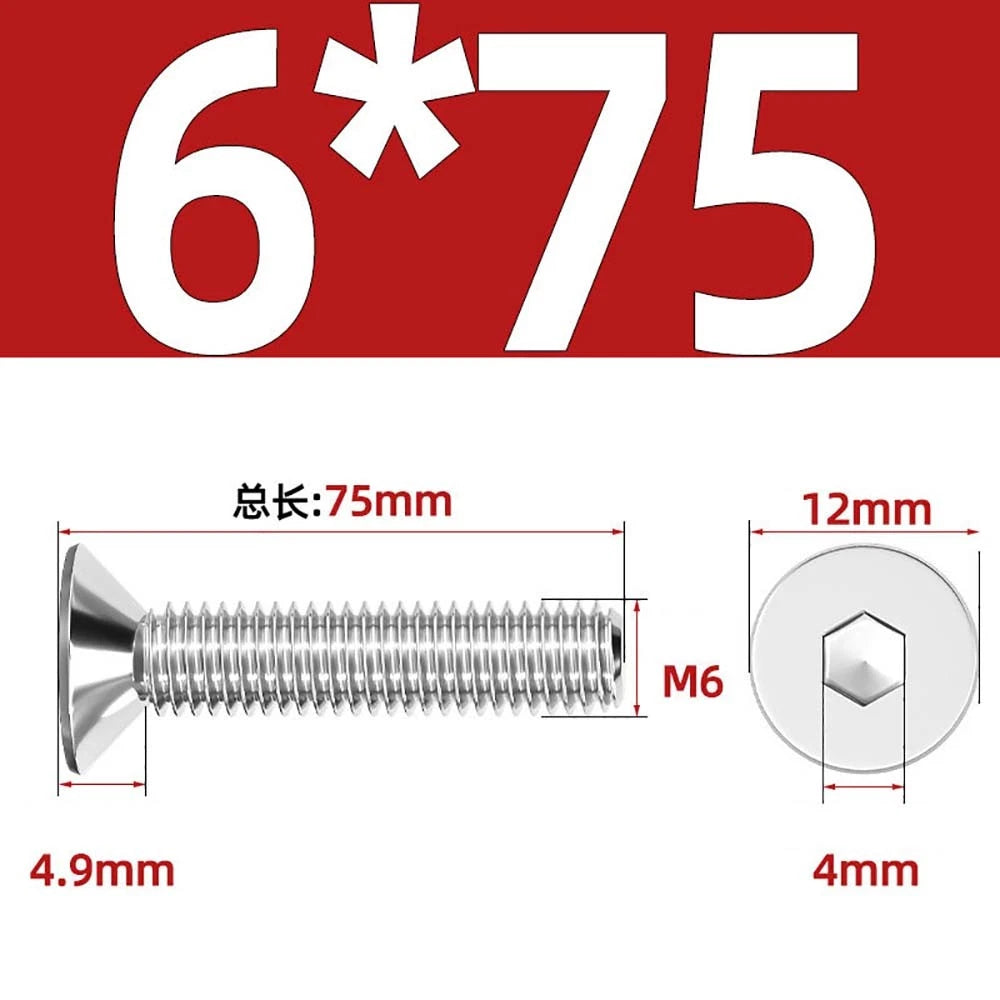 Countersunk Hex Socket Screws – A2 Stainless Steel, M2 to M16, DIN 7991, Fully Threaded