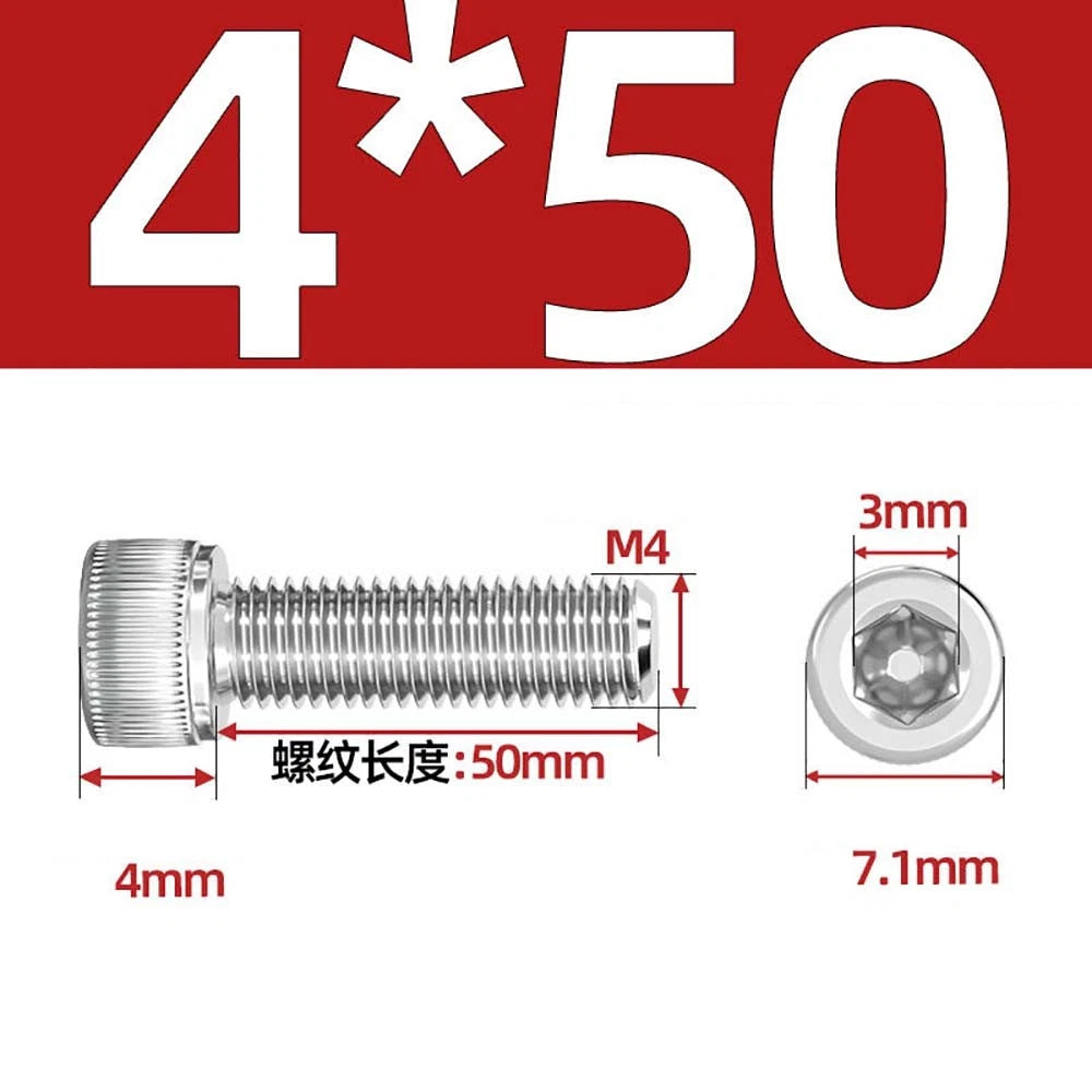 M3 M4 M5 Socket Head Cap Screws – A2 Stainless Steel, High Strength & Corrosion Resistant