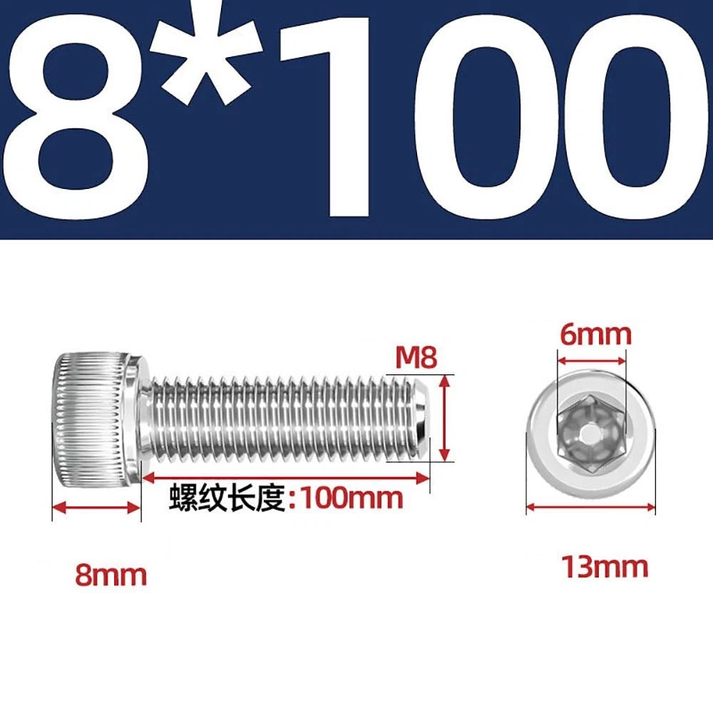 Socket Head Cap Screws – A2 Stainless Steel, M6 to M24, Hex Drive (DIN 912)