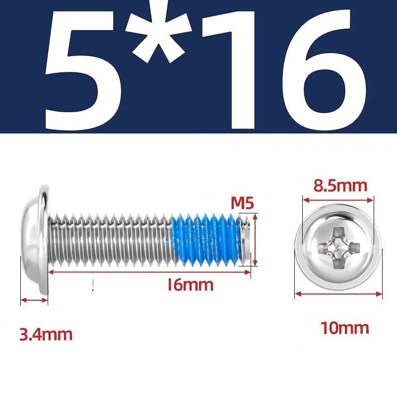 A2 Stainless Steel Phillips Flanged Button Head Machine Screws — M2 to M6, Built - In Washer Face - HomeDIYer